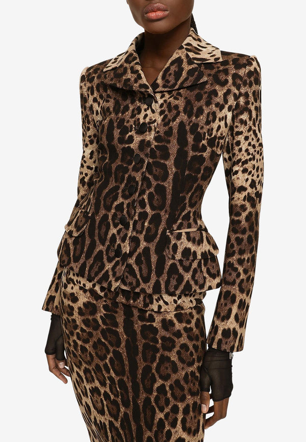 Dolce 
Gabbana Single-Breasted Leopard Print Blazer Brown F26AJT FS2A3 HY13M