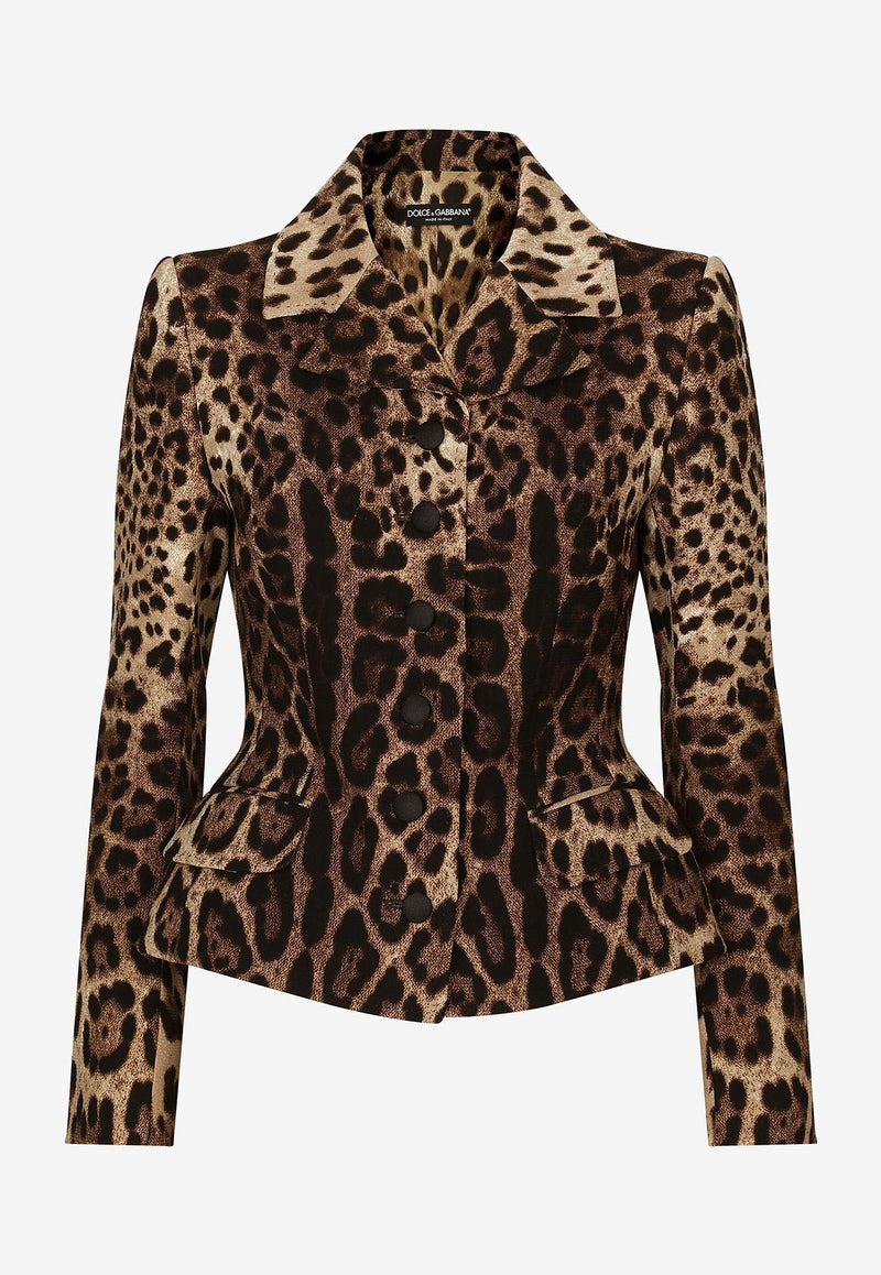 Dolce 
Gabbana Single-Breasted Leopard Print Blazer Brown F26AJT FS2A3 HY13M