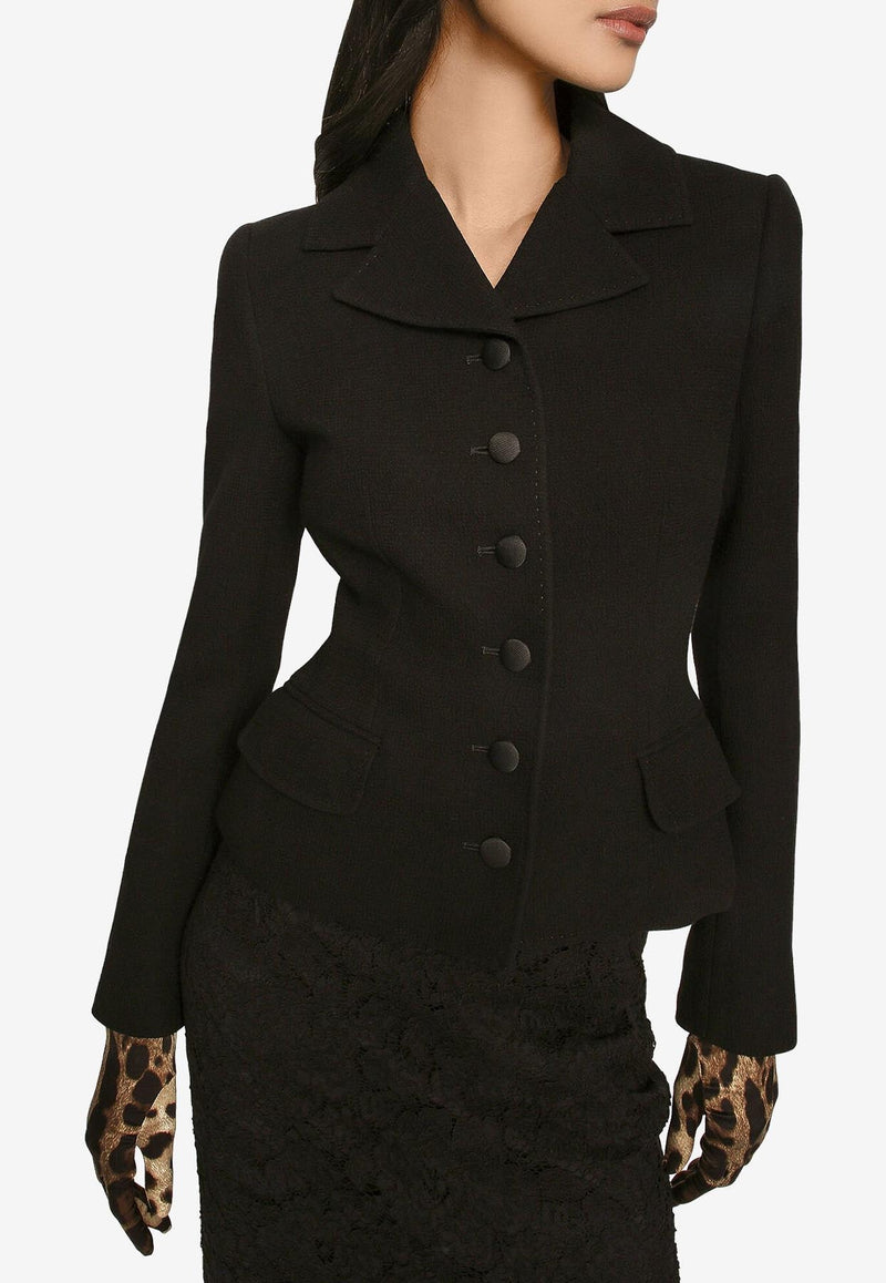 Dolce 
Gabbana Single-Breasted Wool Blazer Black F26AJT FU23Q N0000