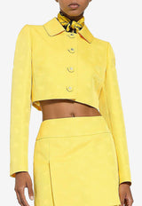 Dolce 
Gabbana DG Logo Cropped Jacket F26DHT HJMOW A3776 Yellow