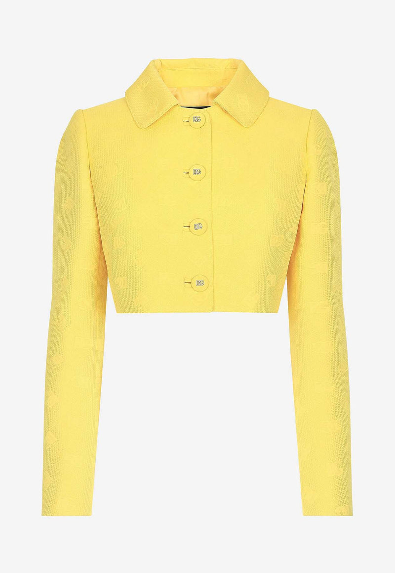 Dolce 
Gabbana DG Logo Cropped Jacket F26DHT HJMOW A3776 Yellow