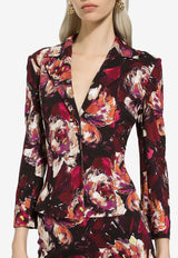 Jackets Peony-Print Single-Breasted Blazer F26S5T FSIBD HR4YC