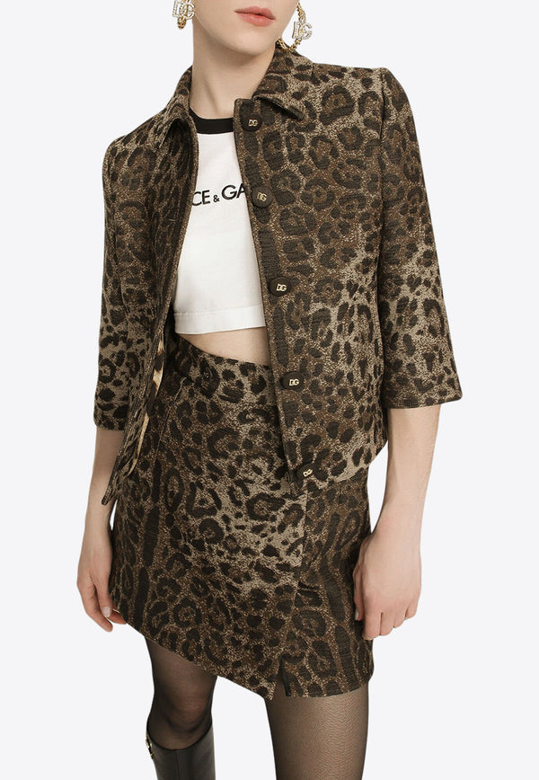 Dolce 
Gabbana Leopard Wool Cropped Jacket Brown F26V4T FJ3D9 S8180