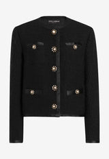 Dolce 
Gabbana Single-Breasted Bouclé Tweed Jacket Black F27DAZ FU3JL N0000