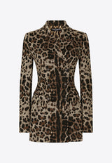 Dolce 
Gabbana Double-Breasted Leopard Print Blazer Brown F29QMT FJGAS S8350