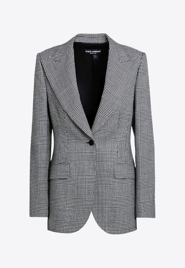 Dolce 
Gabbana Prince of Wales Single-Breasted Blazer Gray F29UCTFQ2N2/P_DOLCE-S8100