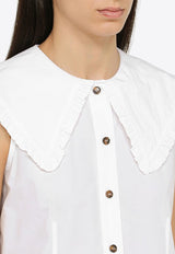 GANNI Puritan Collar Sleeveless Shirt White F47156027/O_GAN-151