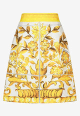 Dolce 
Gabbana Majolica Print Brocade A-line Mini Skirt F4BCVT FPTAW HG3TN Yellow