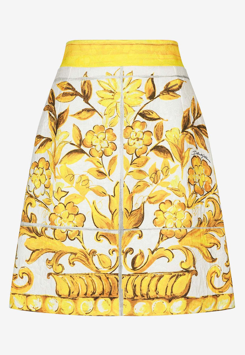 Dolce 
Gabbana Majolica Print Brocade A-line Mini Skirt F4BCVT FPTAW HG3TN Yellow