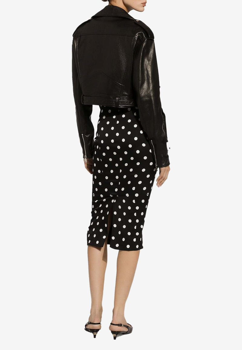 Dolce 
Gabbana Polka Dot Print Midi Pencil Skirt F4BUOT FSA62 HNZRW Black