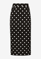 Dolce 
Gabbana Polka Dot Print Midi Pencil Skirt F4BUOT FSA62 HNZRW Black