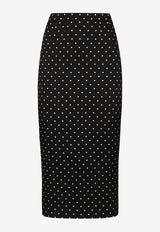 Dolce 
Gabbana Polka Dot Print Midi Pencil Skirt F4BUOT FSA63 HNZPW Black