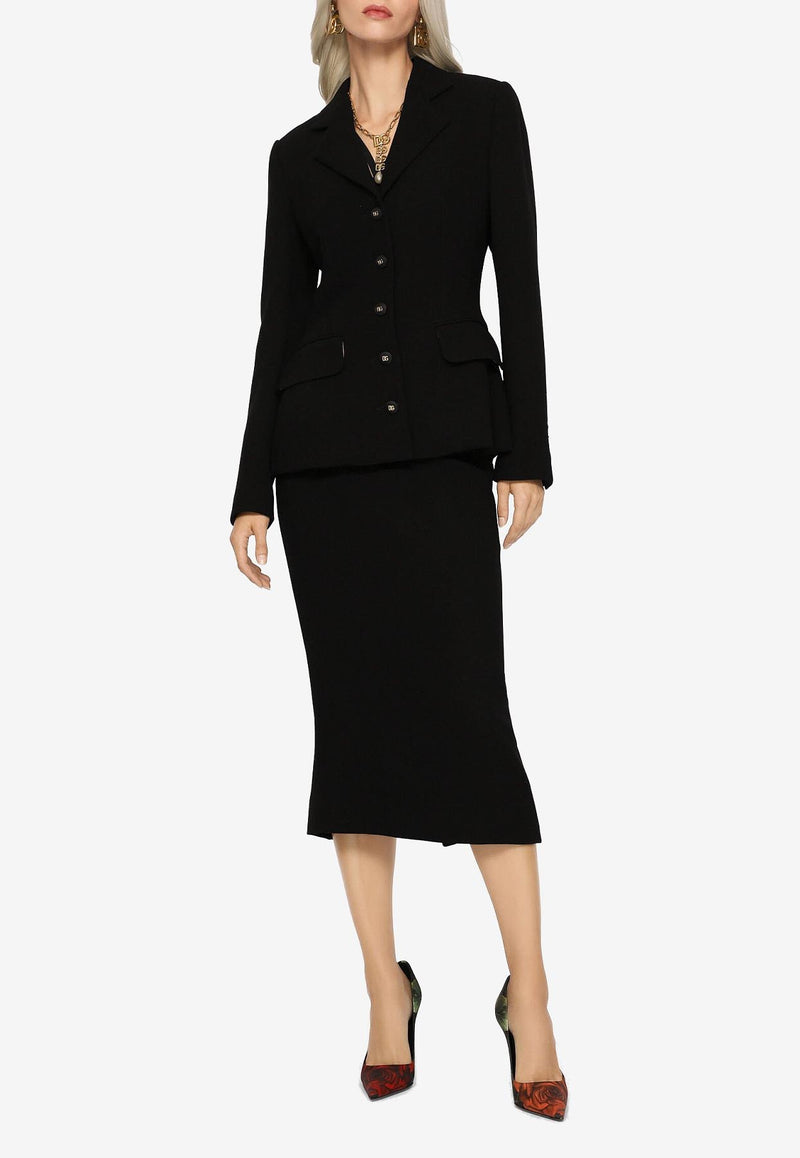 Dolce 
Gabbana High-Waist Wool Pencil Skirt Black F4BZBT FU23Q N0000