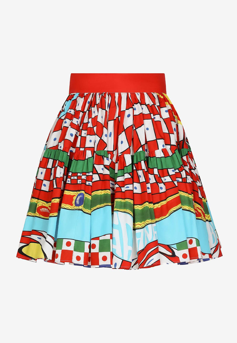 Dolce 
Gabbana Carretto Print Pleated Mini Skirt Multicolor F4CB1T FI5G3 HH4KS