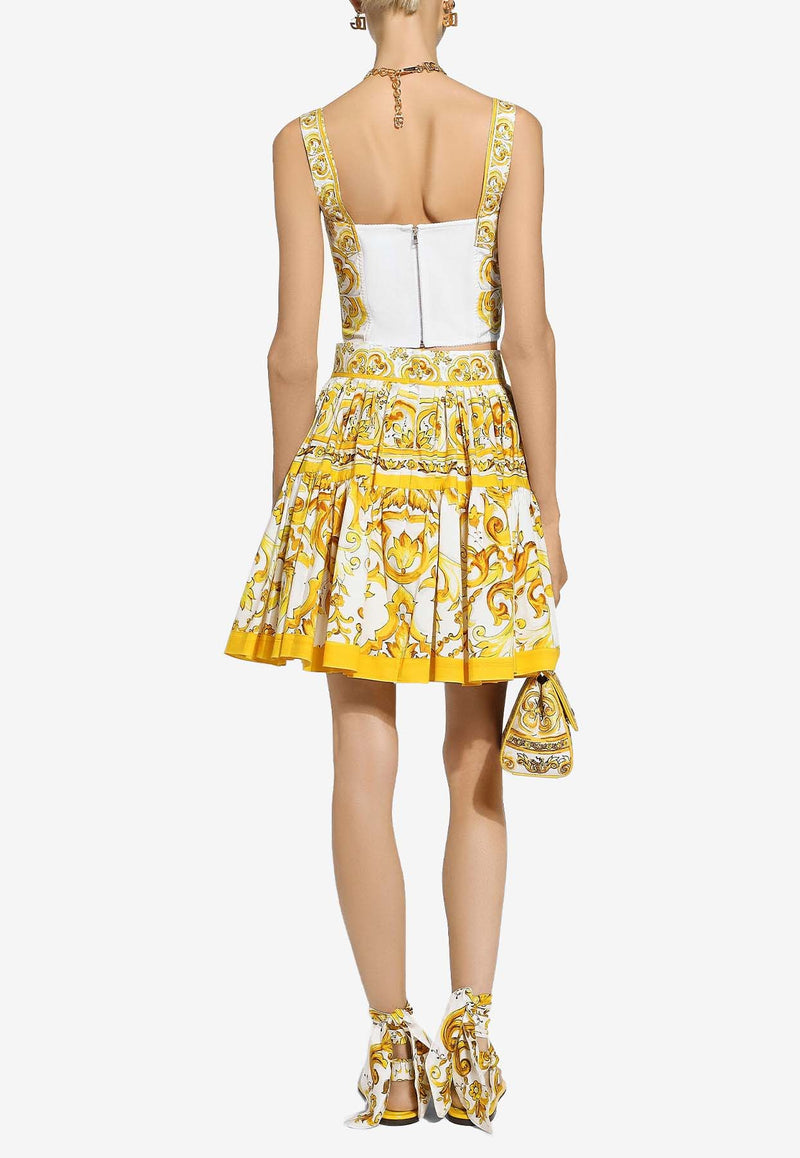 Dolce 
Gabbana Majolica Print Pleated Mini Skirt F4CB1T HH5DV HG3TN Yellow