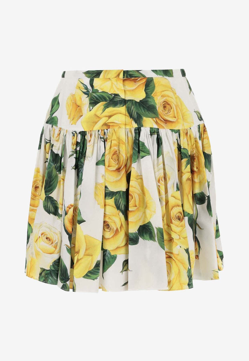 Skirts Rose Print Pleated Mini Skirt F4CFAT HS5NK HA3VO