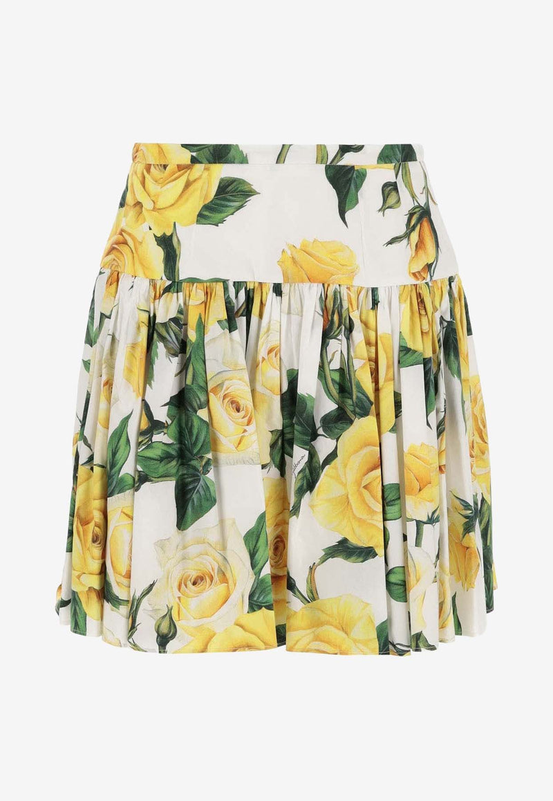 Skirts Rose Print Pleated Mini Skirt F4CFAT HS5NK HA3VO