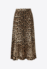 Dolce 
Gabbana Leopard Print Midi Flared Skirt Brown F4CQCT FSRKI HY13M