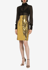 Dolce 
Gabbana High-Waisted Sequin Midi Skirt F4CRET HLMYD A0893 Gold