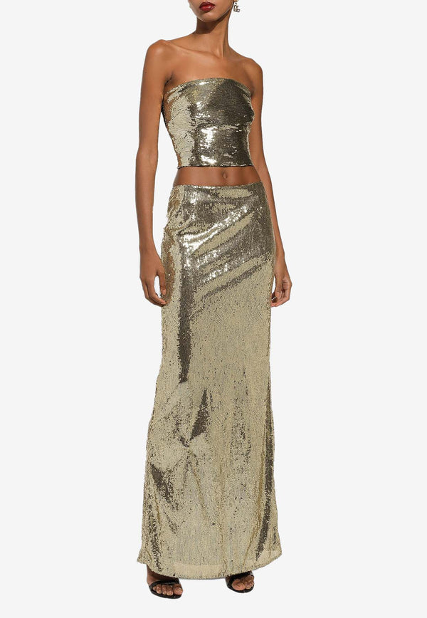 Dolce 
Gabbana Sequined Mermaid Maxi Skirt F4CRWT FLMK4 S0985 Gold