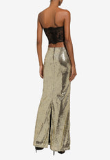 Dolce 
Gabbana Sequined Mermaid Maxi Skirt F4CRWT FLMK4 S0985 Gold