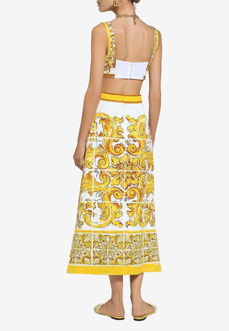 Dolce 
Gabbana Majolica Print Brocade Midi Skirt F4CUNT FPTAX HG5DQ Yellow