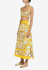 Dolce 
Gabbana Majolica Print Brocade Midi Skirt F4CUNT FPTAX HG5DQ Yellow