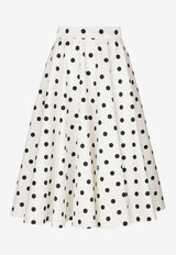 Dolce 
Gabbana Polka Dot Print Flared Midi Skirt F4CVMT FSFNM HWZRN White