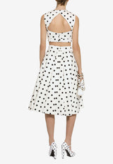 Dolce 
Gabbana Polka Dot Print Flared Midi Skirt F4CVMT FSFNM HWZRN White