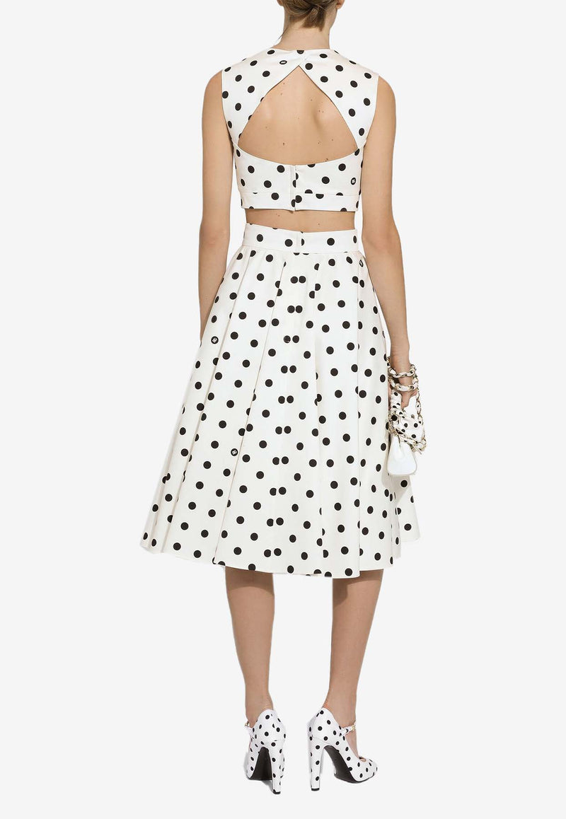 Dolce 
Gabbana Polka Dot Print Flared Midi Skirt F4CVMT FSFNM HWZRN White