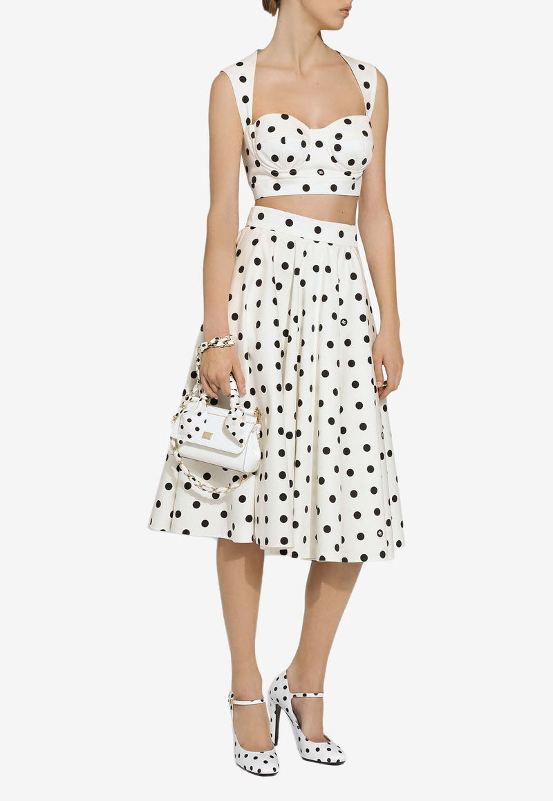 Dolce 
Gabbana Polka Dot Print Flared Midi Skirt F4CVMT FSFNM HWZRN White