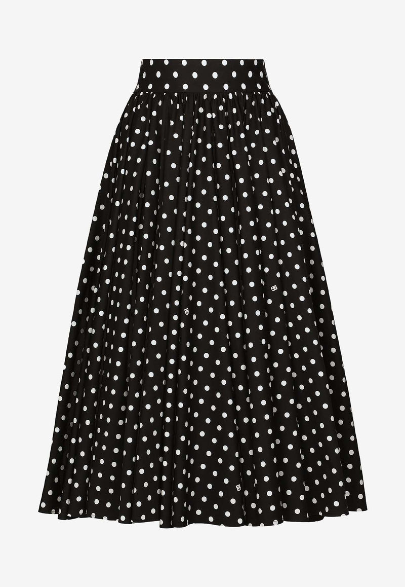 Dolce 
Gabbana Polka Dot Print Flared Midi Skirt F4CWBT HS5R7 HNZQW Black