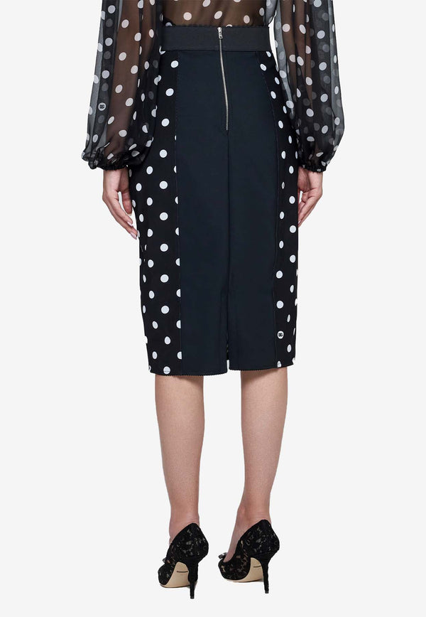 Dolce 
Gabbana Polka Dot Print Pencil Midi Skirt F4CWKT FSUBH HNZRW Black