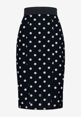 Dolce 
Gabbana Polka Dot Print Pencil Midi Skirt F4CWKT FSUBH HNZRW Black