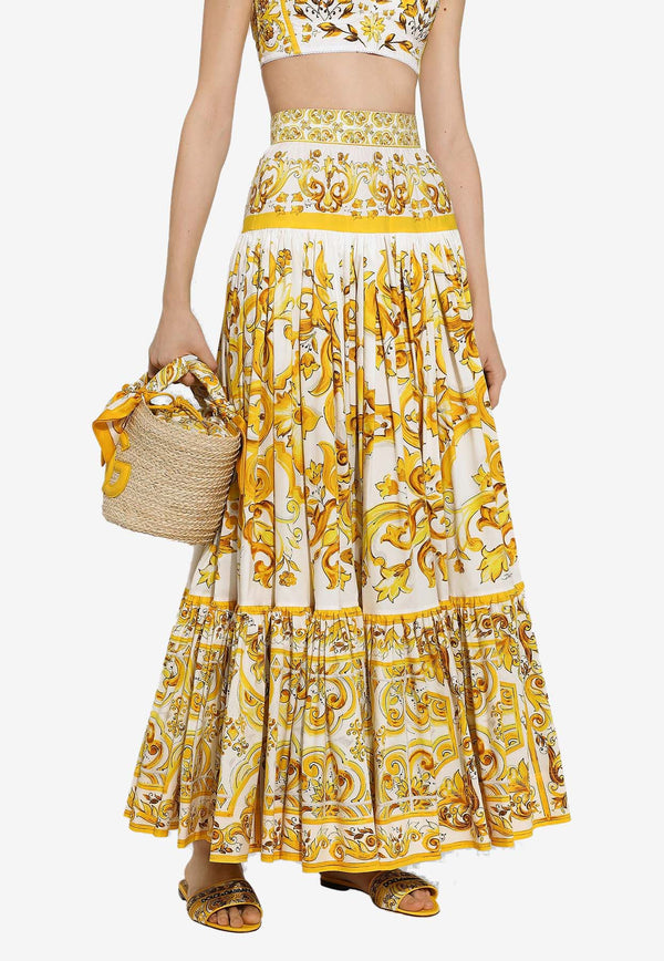 Dolce 
Gabbana Majolica Print Flared Maxi Skirt F4CX0T HH5A5 HG3TN Yellow