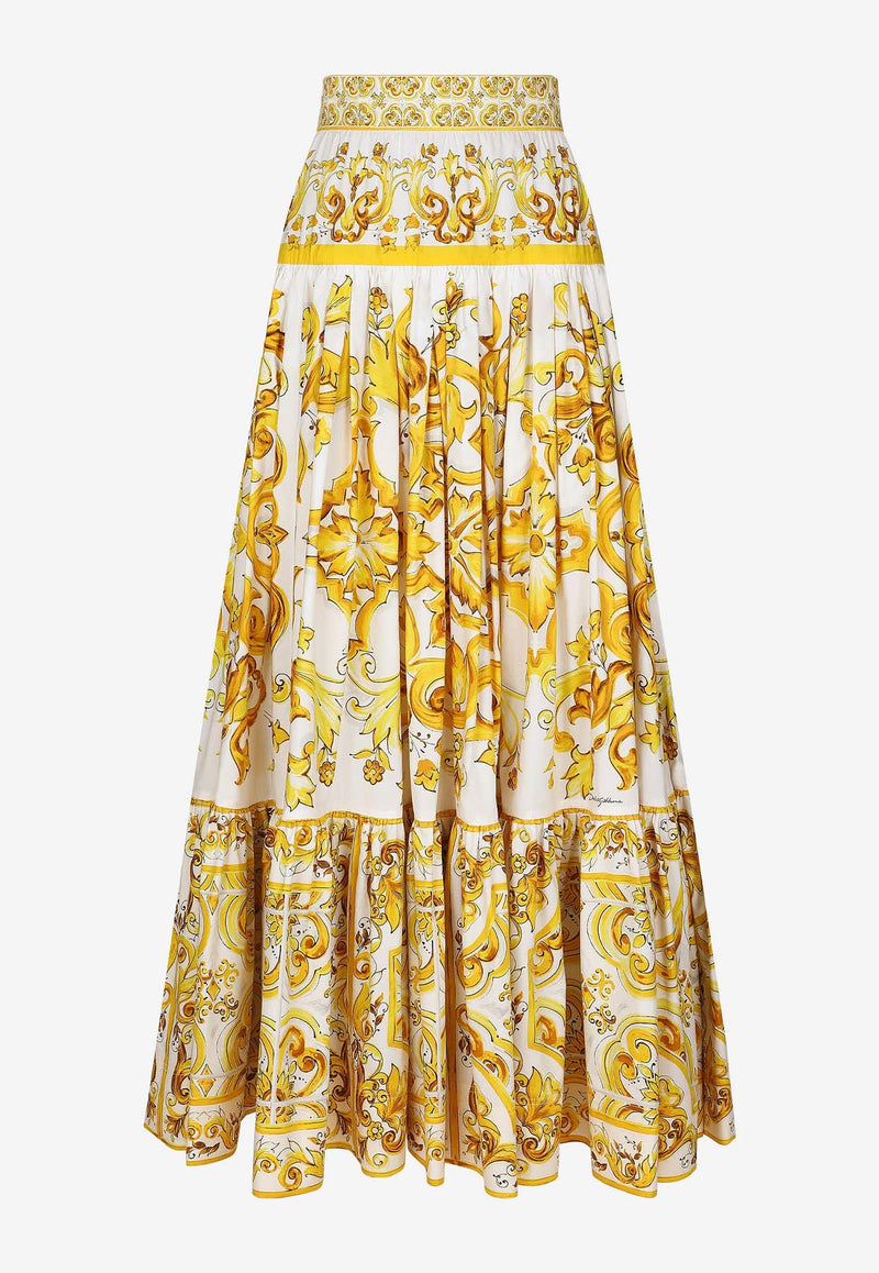 Dolce 
Gabbana Majolica Print Flared Maxi Skirt F4CX0T HH5A5 HG3TN Yellow