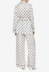 Dolce 
Gabbana Polka Dot Print Pajama Silk Shirt F5I89T IS1VI HWZRN White