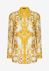 Dolce 
Gabbana Majolica Print Silk Shirt F5J51T HI1TK HG3TN Yellow