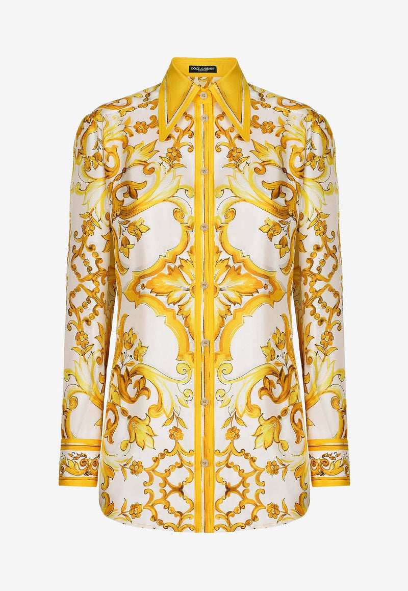 Dolce 
Gabbana Majolica Print Silk Shirt F5J51T HI1TK HG3TN Yellow