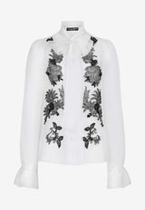 Dolce 
Gabbana Pussy-Bow Silk-Blend Shirt F5L23T GDB8Q W0111 White