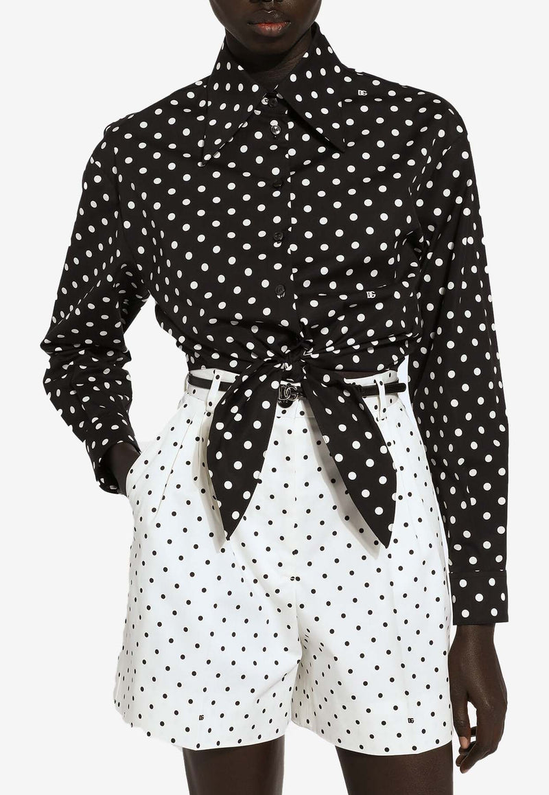 Dolce 
Gabbana Polka Dot Print Cropped Shirt F5P61T FSFNR HNZQW Black