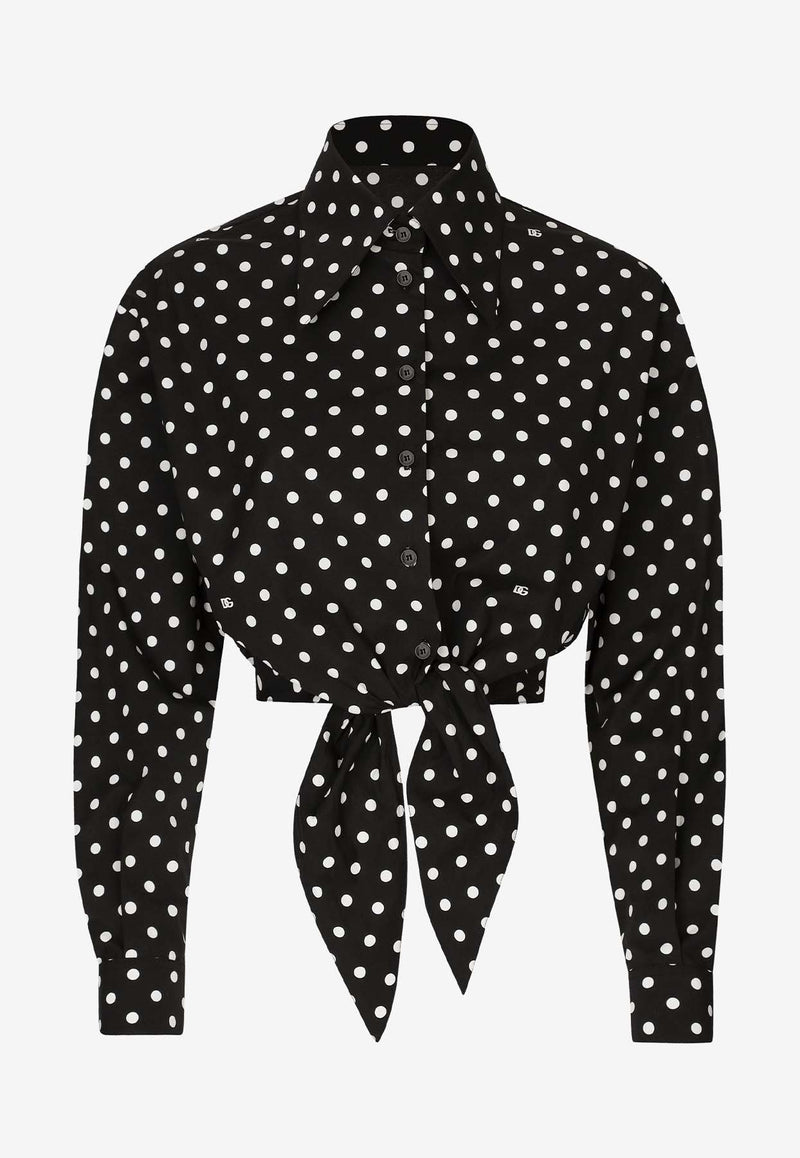 Dolce 
Gabbana Polka Dot Print Cropped Shirt F5P61T FSFNR HNZQW Black