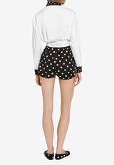 Dolce 
Gabbana Polka Dot Print Cropped Shirt F5P61T GDCMO W0800 White