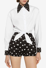 Dolce 
Gabbana Polka Dot Print Cropped Shirt F5P61T GDCMO W0800 White