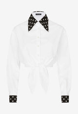 Dolce 
Gabbana Polka Dot Print Cropped Shirt F5P61T GDCMO W0800 White