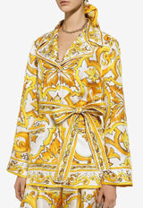 Dolce 
Gabbana Majolica Print Silk Pajama Shirt F5Q03T HI1TK HG3TN Yellow