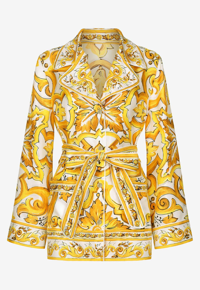 Dolce 
Gabbana Majolica Print Silk Pajama Shirt F5Q03T HI1TK HG3TN Yellow