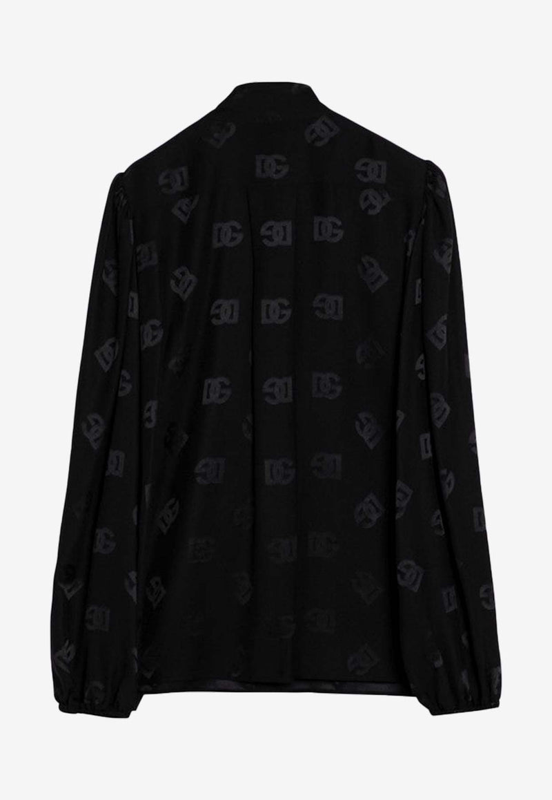 Dolce 
Gabbana DG Jacquard Silk Satin Shirt Black F5Q44TFJ1JO/P_DOLCE-N000