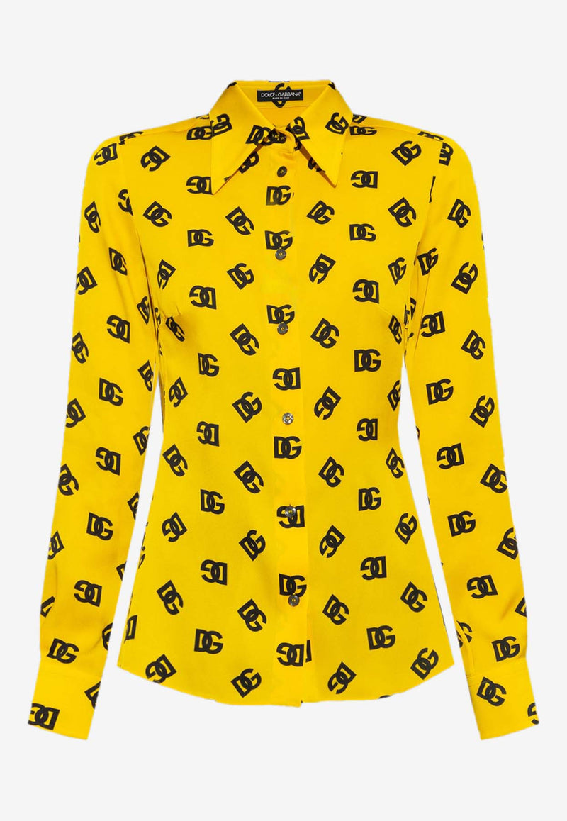 Dolce 
Gabbana Logo Monogram Silk Shirt F5Q53T FSA6M H4VAN Yellow