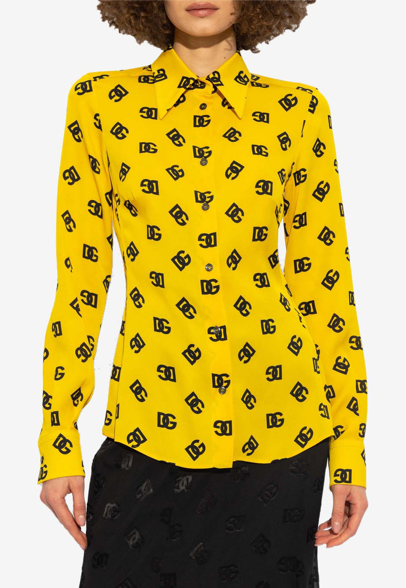 Dolce 
Gabbana Logo Monogram Silk Shirt F5Q53T FSA6M H4VAN Yellow